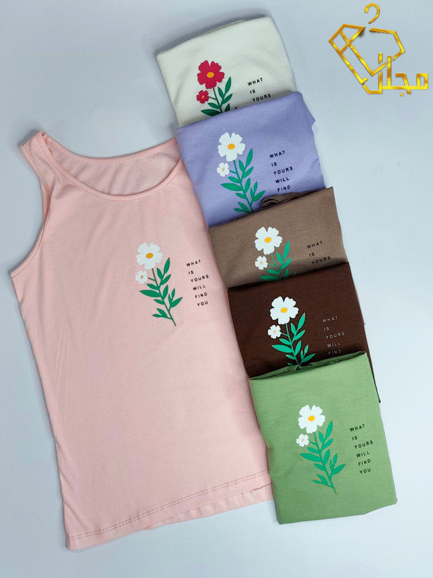 تاپ حلقه ای طرح گل جنس سوپر نخ پنبه