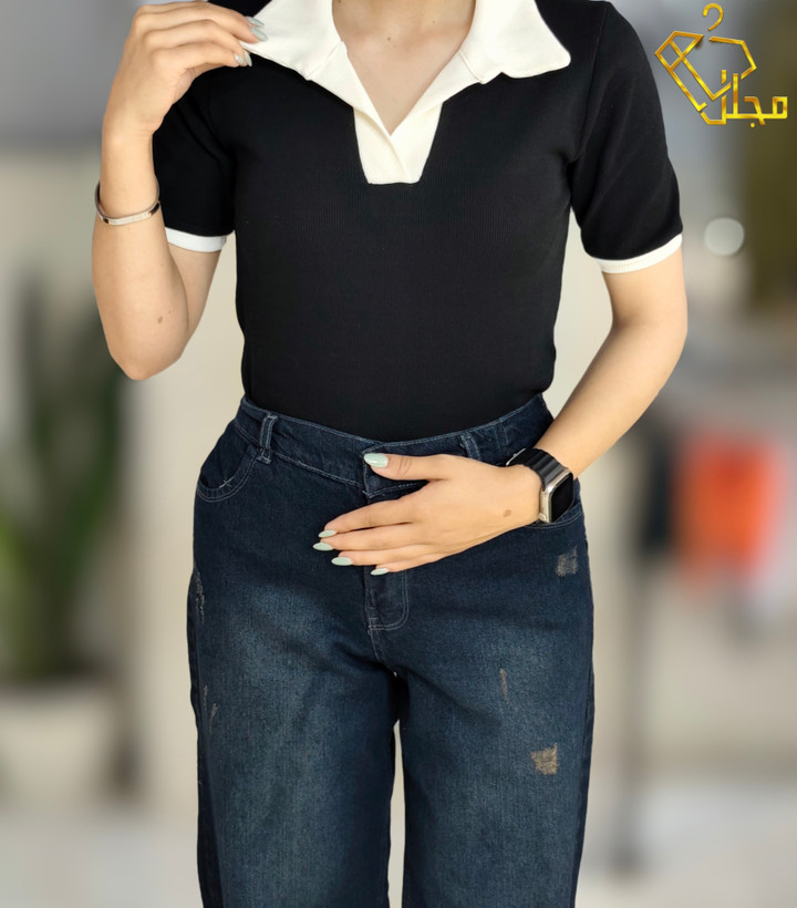 پولو شرت کبریتی زنانه نیم آستین مدل آستین پاکتی