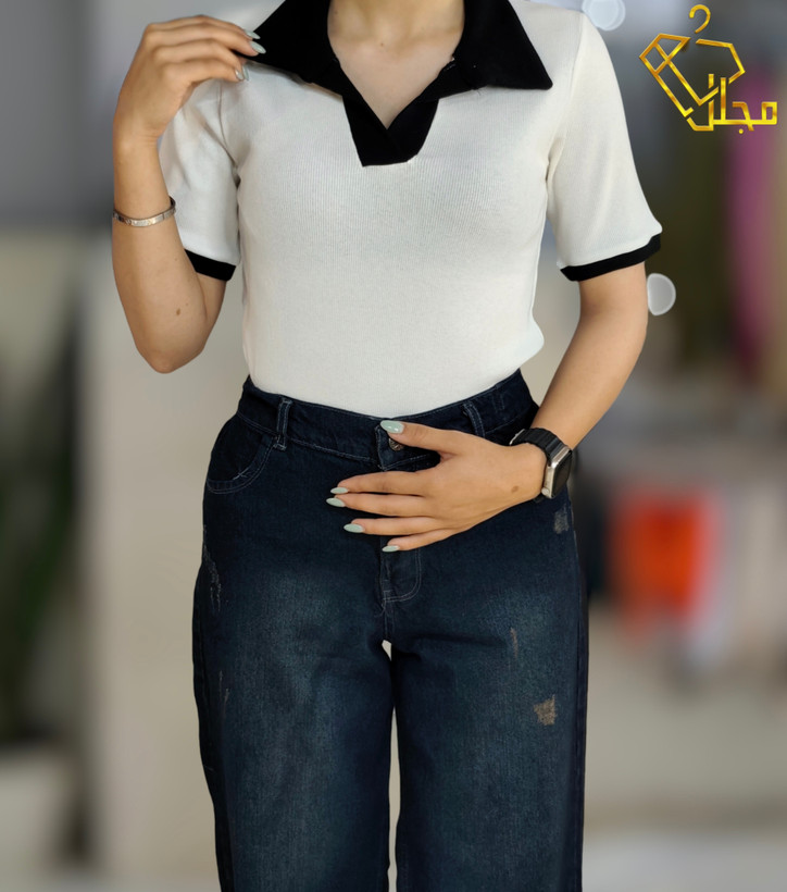 پولو شرت کبریتی زنانه نیم آستین مدل آستین پاکتی