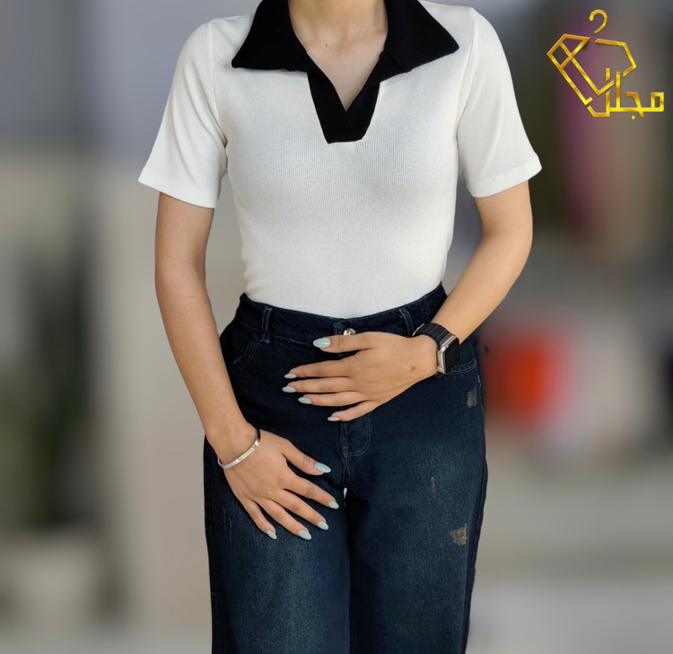 پلو شرت کبریتی زنانه نیم آستین مدل آستین ساده