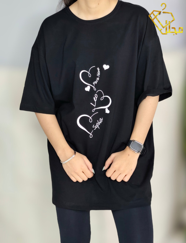 تیشرنگ مدل لانگ چاپی طرح قلب کد 112